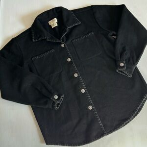 St John’s Bay black wool & nylon button up shacket.  Women’s size Medium